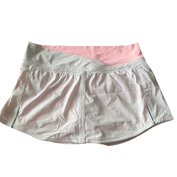 Lululemon Run Pace Setter Women’s 8 Gray & Pink Gingham Skirt Tennis Skorts - Picture 1 of 13